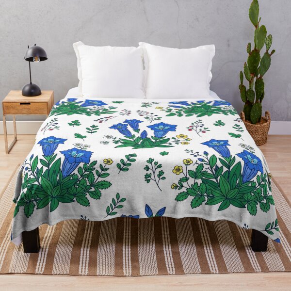 Item preview, Blue Gentian Wildflowers Botanical Floral Pattern    designed and sold by Owcomm.