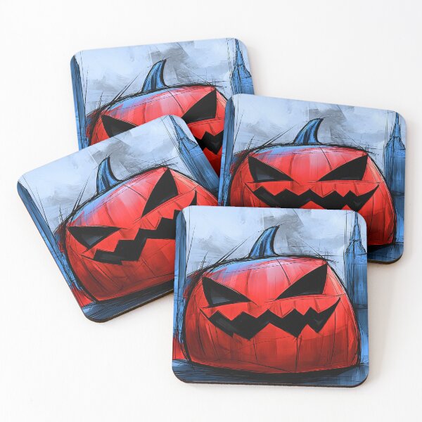 Item preview, Giant Vivid Jack O Lantern Towering Over a Modern City Skyline in a Surreal Halloween Urban Scene designed and sold by OlfactoART Studio.