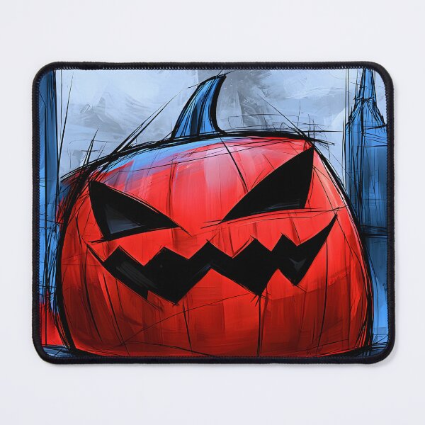 Item preview, Giant Vivid Jack O Lantern Towering Over a Modern City Skyline in a Surreal Halloween Urban Scene designed and sold by OlfactoART Studio.