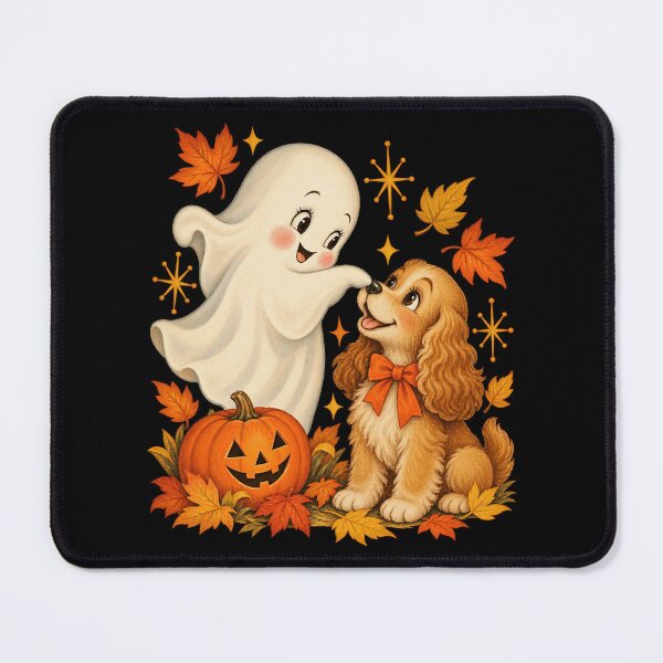 Item preview, Cute Ghost Black Cat Coffee Retro Halftone Print designed and sold by Aqouiatiqe.