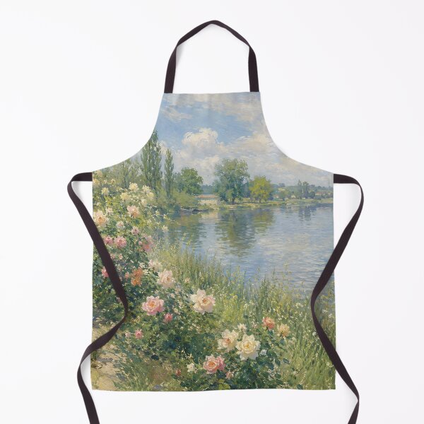 Item preview, Romantic Rose Garden by the River Impressionist Landscape designed and sold by GutyzDesignsES.