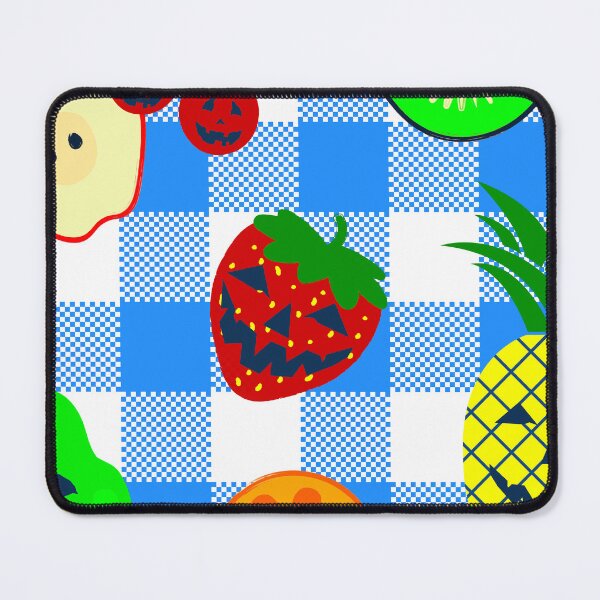 Item preview, summerween blue halloween jack o'lantern fruit gingham designed and sold by Gossip Rag.