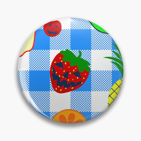 Item preview, summerween blue halloween jack o'lantern fruit gingham designed and sold by Gossip Rag.