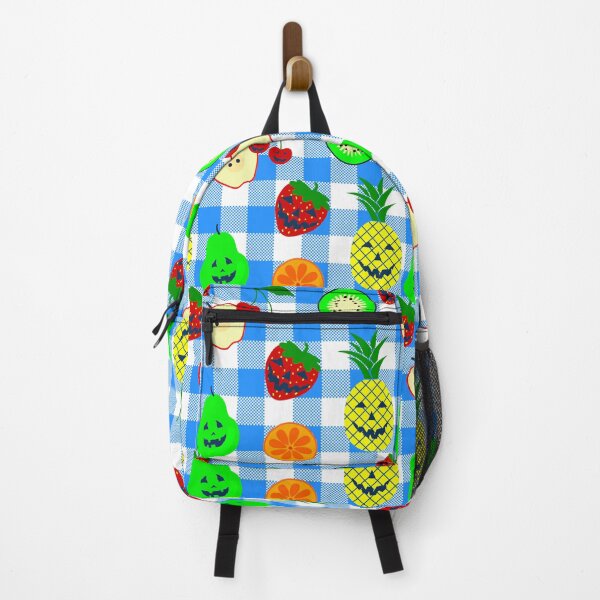 Item preview, summerween blue halloween jack o'lantern fruit gingham designed and sold by Gossip Rag.