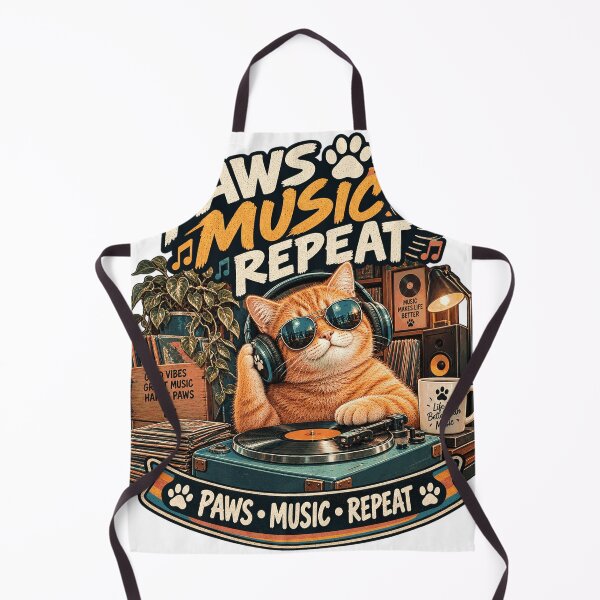 Item preview, Paws Music Repeat  Music Lover Cat  Retro Vinyl Cat Design designed and sold by TeeVibeHaus.