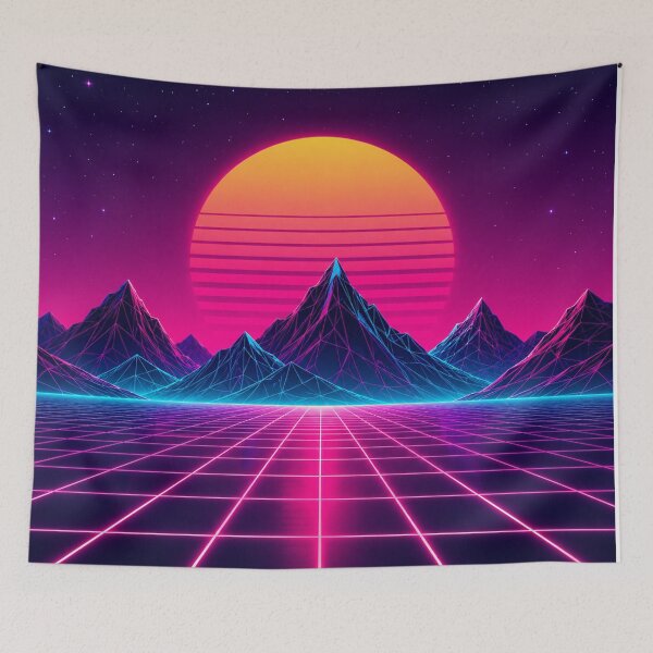Item preview, Synthwave Retro Sunset Grid Mountain Landscape designed and sold by Owcomm.