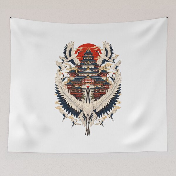Item preview, The Palace of the Cranes – Japanese Ukiyo-e Crane Art designed and sold by Substance_life.