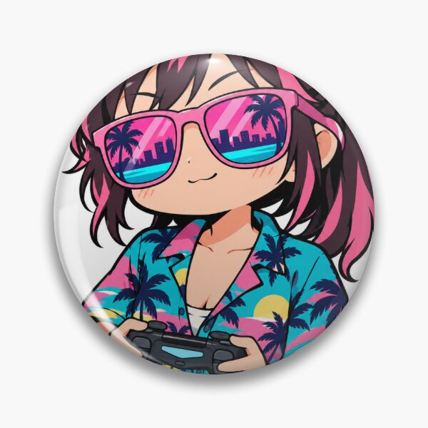 Item preview, Chibi Anime Girl Gamer - Retro Miami Vice Style designed and sold by KvbusJR.