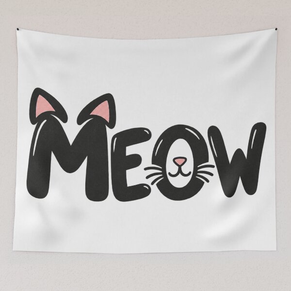 Item preview, Cute Black Cat Meow Whiskers Text    designed and sold by Owcomm.