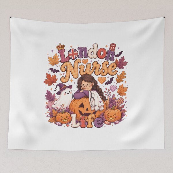Item preview, London Nurse Life Cute Ghost Halloween Pumpkin designed and sold by TheChalkyFox.