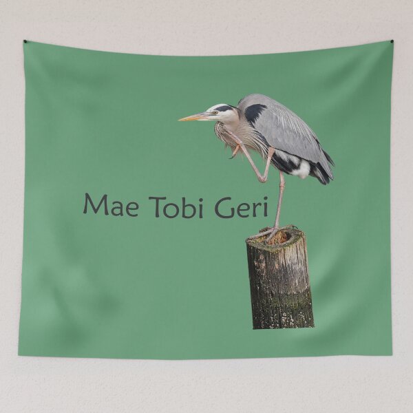 Item preview, Mae Tobi Geri Blue Heron Performing the Crane Green 67a37a designed and sold by Art in My Loft.