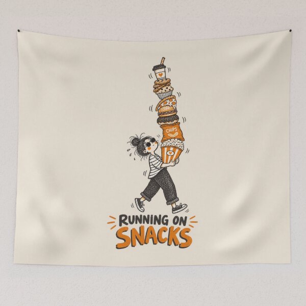 Item preview, Running on Snacks | Funny Food Lover Doodle designed and sold by Moons Studio.
