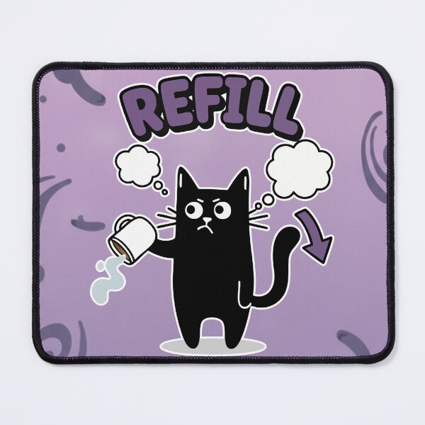 Item preview, REFILL Grumpy Black Cat Coffee Cartoon designed and sold by Taridesign.