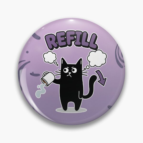 Item preview, REFILL Grumpy Black Cat Coffee Cartoon designed and sold by Taridesign.