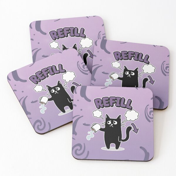 Item preview, REFILL Grumpy Black Cat Coffee Cartoon designed and sold by Taridesign.