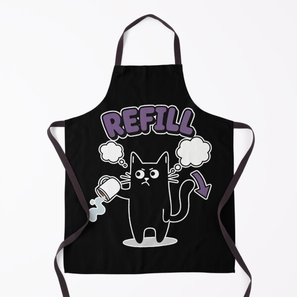 Item preview, REFILL Grumpy Black Cat Coffee Cartoon designed and sold by Taridesign.