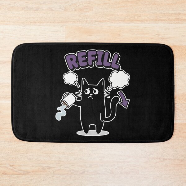 Item preview, REFILL Grumpy Black Cat Coffee Cartoon designed and sold by Taridesign.