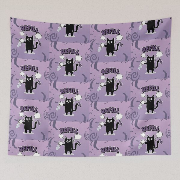 Item preview, REFILL Grumpy Black Cat Coffee Cartoon designed and sold by Taridesign.