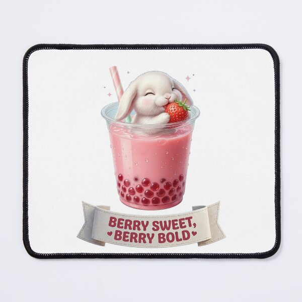 Item preview, Berry Sweet Berry Bold - Cute Bunny Strawberry Boba Tea | Kawaii Boba Bunny designed and sold by LaunchLabs26.