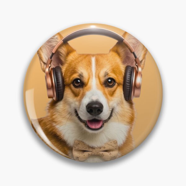Item preview, Dapper Pembroke Welsh Corgi with Bronze Headphones designed and sold by Sulco Design.