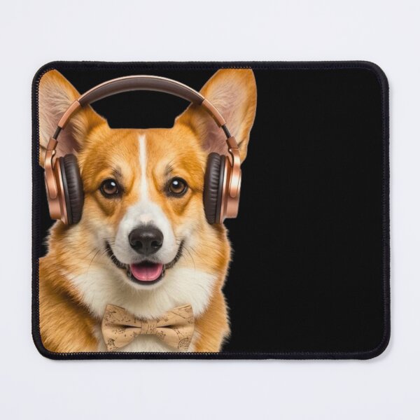 Item preview, Dapper Pembroke Welsh Corgi with Bronze Headphones designed and sold by Sulco Design.