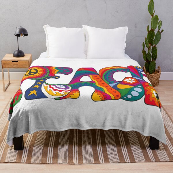 Item preview, Psychedelic Peace Sign Retro Hippie Art White designed and sold by Kellie Espie Art.