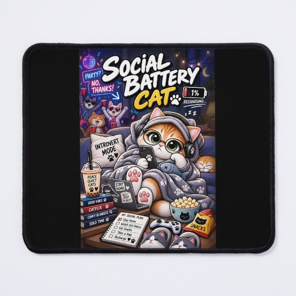 Item preview, Social Battery Cat  designed and sold by Meow Story .