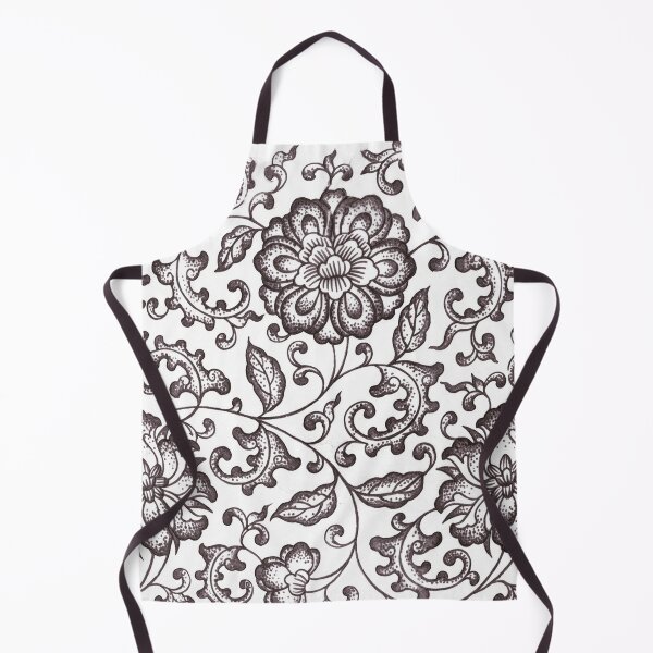 Item preview, Black and White Chinoiserie Peony Porcelain Pattern designed and sold by Fani*.