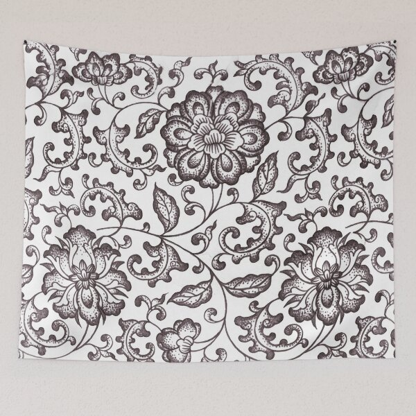 Item preview, Black and White Chinoiserie Peony Porcelain Pattern designed and sold by Fani*.