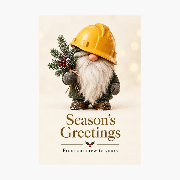 Item preview, Construction Gnome Holiday Greetings designed and sold by Meandmyshop.