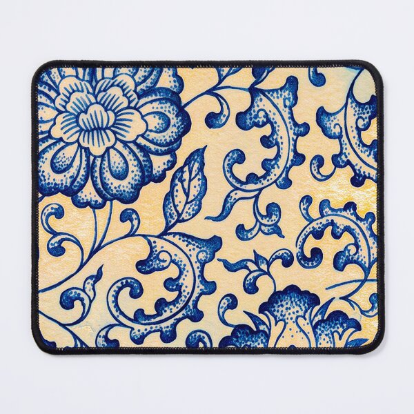 Item preview, Blue and Yellow Chinoiserie Peony Porcelain Pattern designed and sold by Fani*.