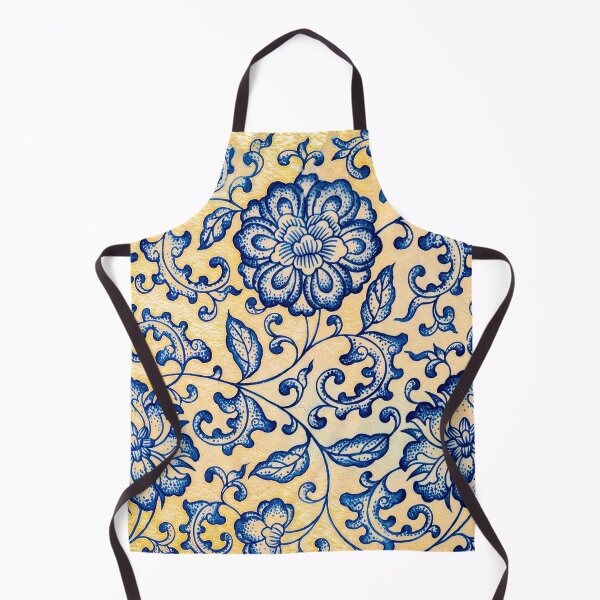Item preview, Blue and Yellow Chinoiserie Peony Porcelain Pattern designed and sold by Fani*.