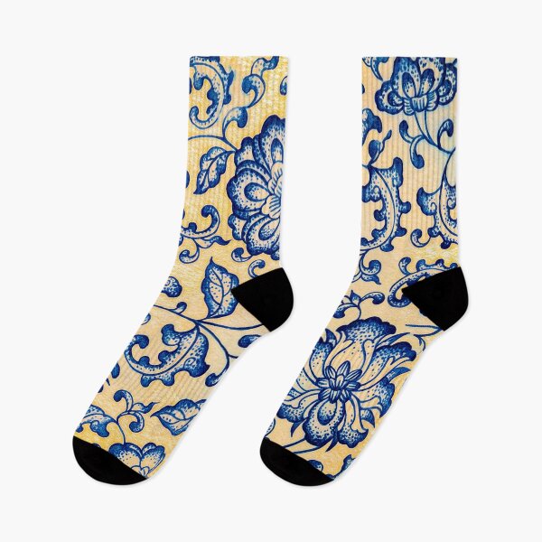 Item preview, Blue and Yellow Chinoiserie Peony Porcelain Pattern designed and sold by Fani*.