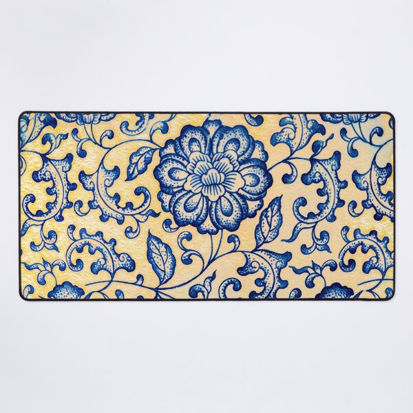 Item preview, Blue and Yellow Chinoiserie Peony Porcelain Pattern designed and sold by Fani*.