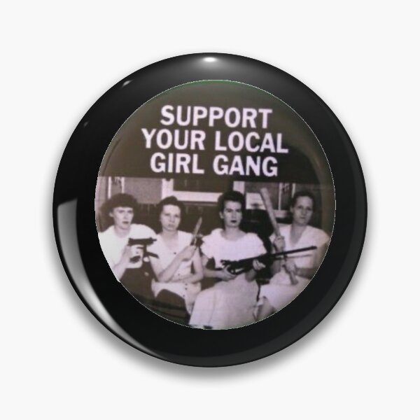 Item preview, Girl gang Feminist Vintage 90s pink badge grunge pin button designed and sold by ellmoswrld.