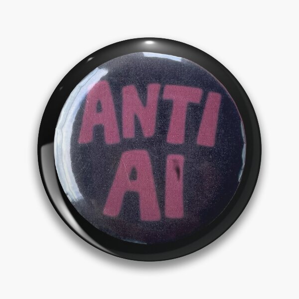 Item preview, Anti AI Vintage 90s pink badge grunge pin button designed and sold by ellmoswrld.