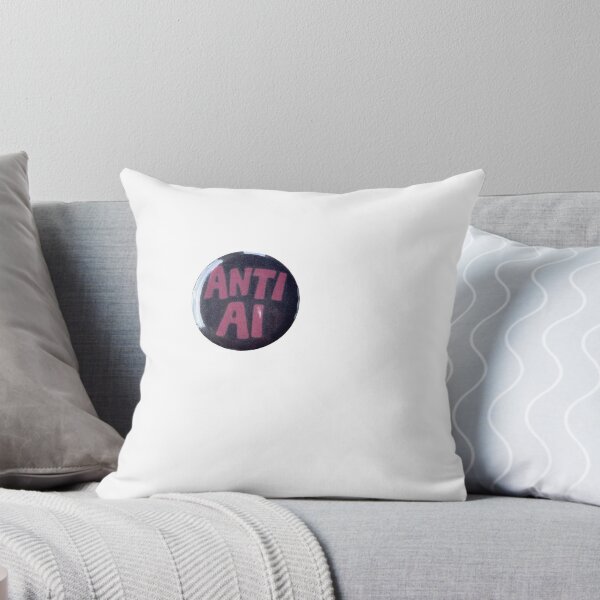 Item preview, Anti AI Vintage 90s pink badge grunge pin button designed and sold by ellmoswrld.