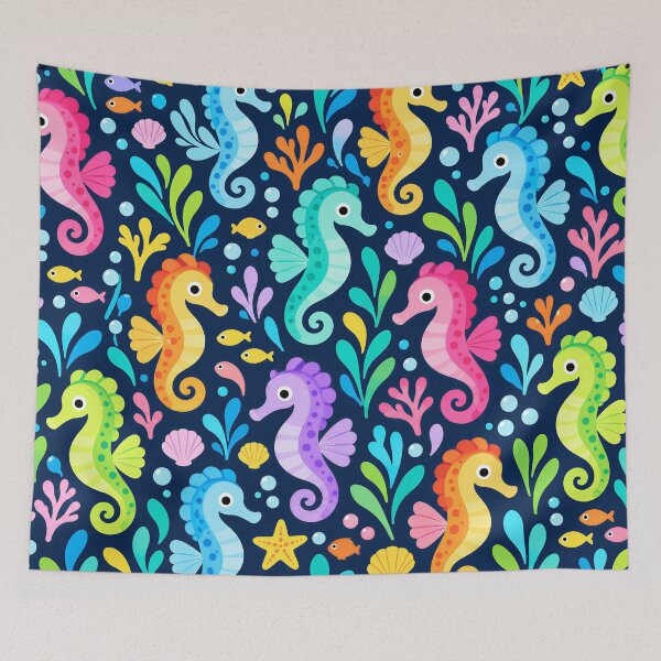 Item preview, Colorful Seahorse Ocean Pattern – Cute Tropical Marine Life designed and sold by Timegraf.