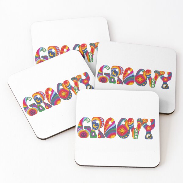 Item preview, Groovy Retro Hippie Psychedelic Word Art White designed and sold by Kellie Espie Art.