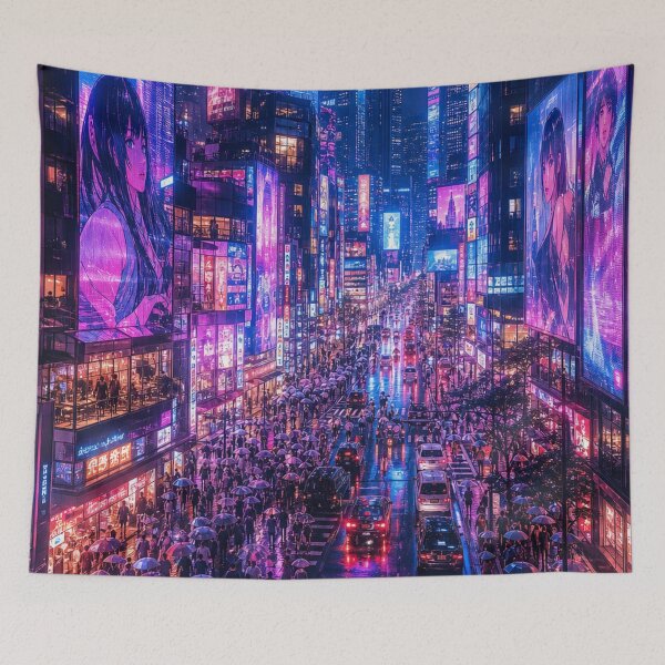 Item preview, Shinjuku Neon Rain – Tokyo Anime Cityscape designed and sold by vekotpu.
