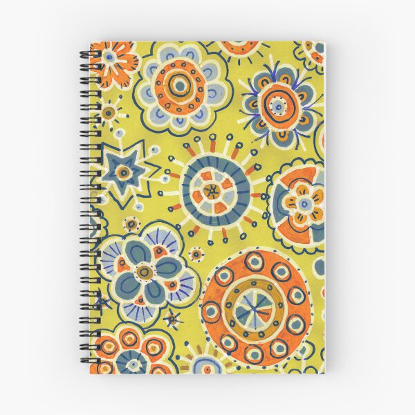 Item preview, Mustard Yellow Boho Folk Art Flowers and Mandalas designed and sold by Fani*.