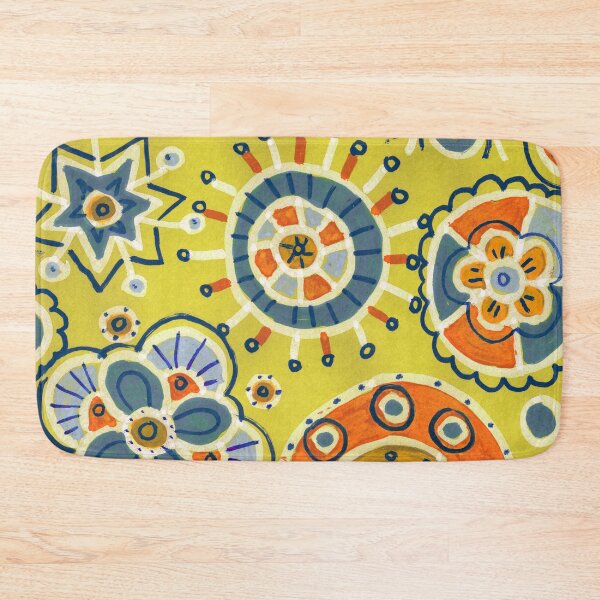 Item preview, Mustard Yellow Boho Folk Art Flowers and Mandalas designed and sold by Fani*.