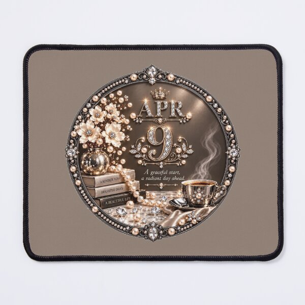 Item preview, April 9 Birthday Design – Elegant Pearl Coffee Circle Art designed and sold by LunaMoments.