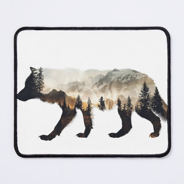Item preview, Alaska Wolf Landscape Double. Exposure Nature Graphic designed and sold by VISIONSTURME.