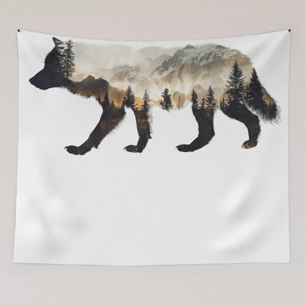 Item preview, Alaska Wolf Landscape Double. Exposure Nature Graphic designed and sold by VISIONSTURME.