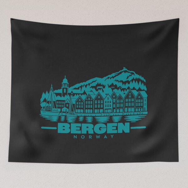 Item preview, Bergen Norway Line Art Coastline Poster designed and sold by CMYKStudio.