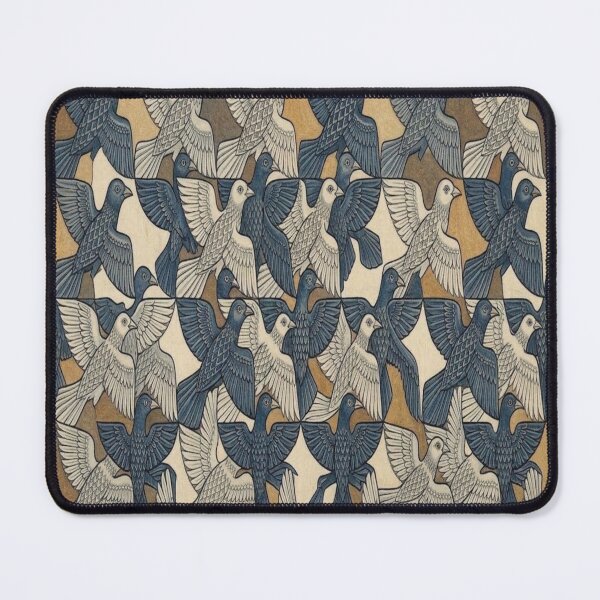 Item preview, Black and White Doves Tessellation designed and sold by Melanie's Midnight Marvels.