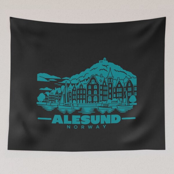 Item preview, Alesund Norway Line Art Coastline Poster designed and sold by CMYKStudio.