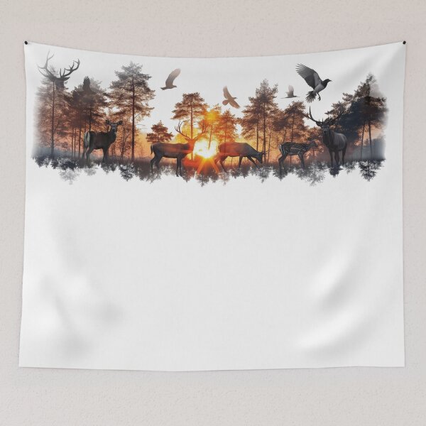 Item preview, Deer Sunset Forest Double .Exposure Wildlife Graphic designed and sold by VISIONSTURME.