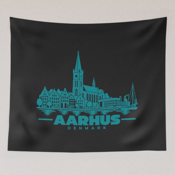Item preview, Aarhus Denmark Line Art Skyline Poster designed and sold by CMYKStudio.